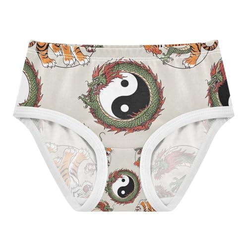 Orange Tiger Chinese Dragon Toddler Girls Panties, Panties for Girls, 2T–8 Years