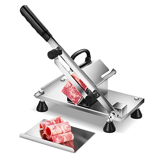 BAOSHISHAN Manual Frozen Meat Slicer Slicing Machine Stainless Steel Meat Cleaver for Beef Mutton Roll Bacon Cheese Vegetable Home Use Hotpot Shabu Shabu
