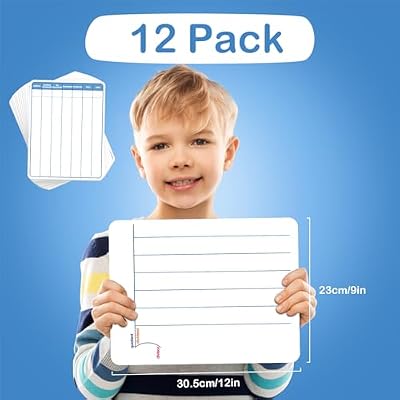 Aizweb 12 Pack Long Division Dry Erase Board Card,12 x 9 Multiplication Small Whiteboard Math Manipulatives for Kids Student Classroom Must Have Homeschool Teacher Supplies Learning Activities