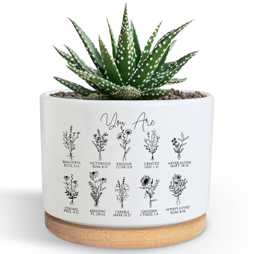 PZJIEAN You are Beautiful Succulent Plant Pot, Cute 3.5 Inch Ceramic Pot, Inspirational Christian Desk Windowsill Pots for Small Plants, Cactus Gifts Plant, Religious Planter (No Plants)