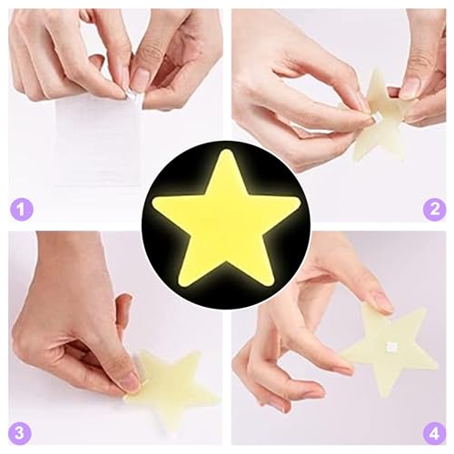 100 adhesivos fluorescentes en forma de estrellas miniatura 6