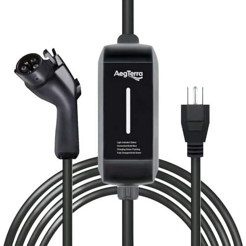 Portable Level 1 EV Charger 16Amp with 23ft EV Charging Cable, 110V NEMA 5-15Plug,Indoor/Outdoor Charging Stations, Portable EV Charger for J1772 BEVs and PHEVs