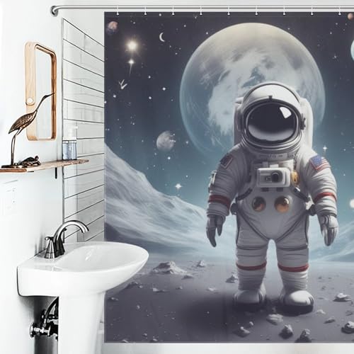 Astronaute rideau douche imperméable en polyester de 183x183 cm pour baignoire