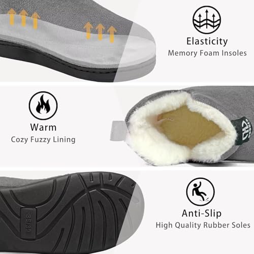Men Women Slipper Boots Warm Fur Lined Memory Foam Winter House Bootie Slippers2