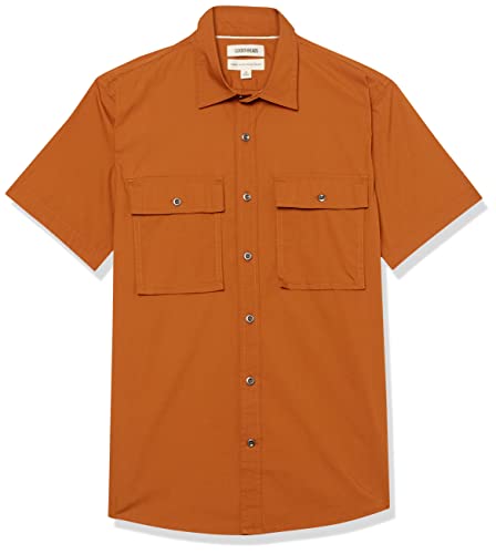 Amazon Essentials Men's Standard-Fit Short-Sleeve Two-Pocket Utility Shirt, Dark Caramel, XX-Large