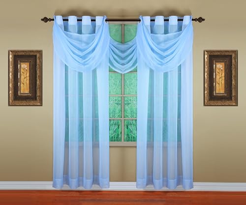 Image of Today's Curtain, Emelia Grommet Sheer Panel 84 inch Sky Blue, 59 inch W x 84 inch L