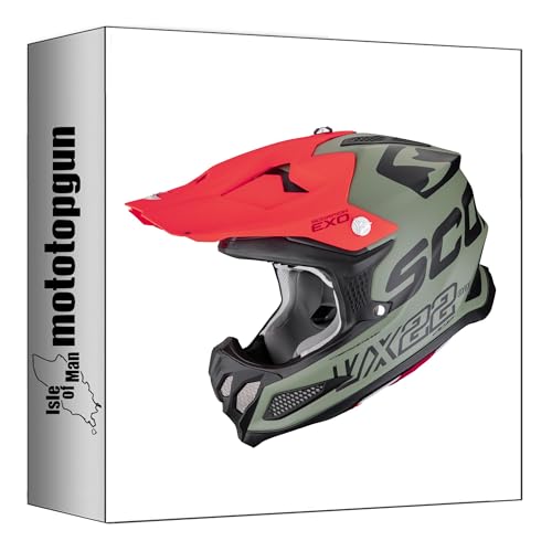 Casque Off-Road Scorpion VX-22 Air Updown Vert Mat Noir Rouge Taille M Mototopgun