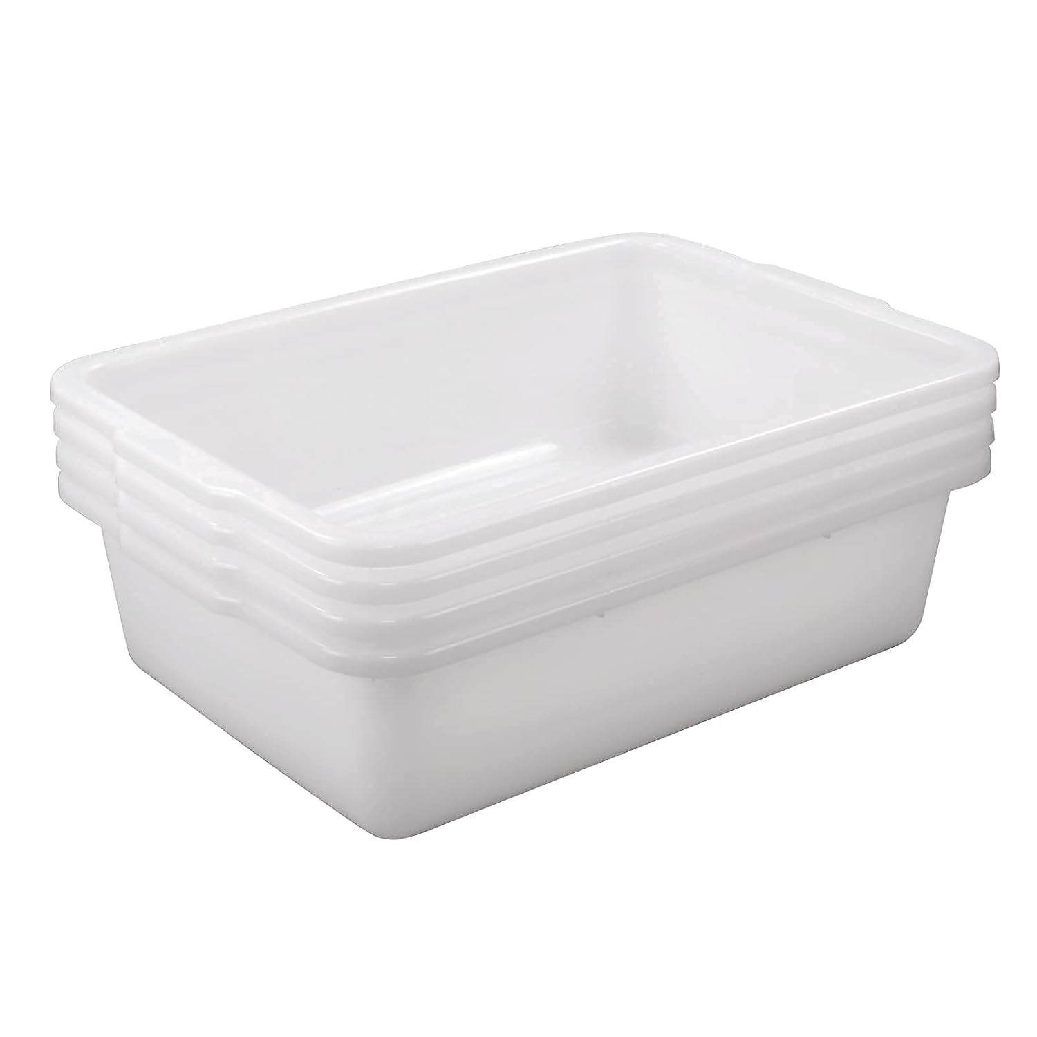 4 Packs 35 L Large Bus Tub, Plastic Commercial Utility Bus Boxes Set, White