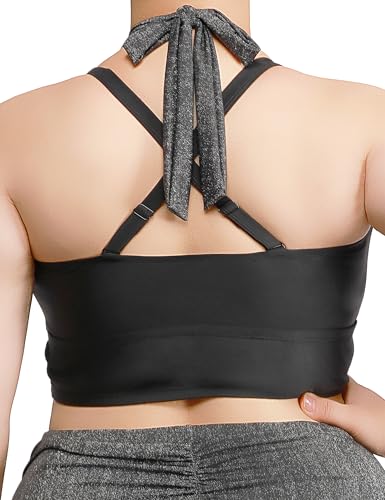 Plus Size Bikini Top Black Swimsuit Bathing Suit Tops Racerback Halter Tankini Swim Suit Women Top Only 20253