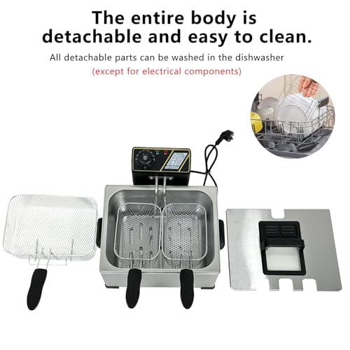 Cikda Deep Fat Fryer 5 Litre with 3 Removable Baskets and Lid - Image 2