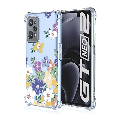 Topme Funda para Teléfono para Realme GT2 / Realme GT Neo2 / Realme GT Neo 3T 6.62", Funda para Teléfono Móvil con Patrón Pintado Transparente de Silicona Suave de TPU - Flores 4 Cover