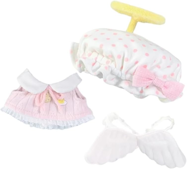 Plush Doll Clothes for 10cm Dolls Outfit for Stuffed Dolls, Kawaii Doll Clothing Costume with Dress Accessories for 4 Inch Plushies, Dress Up Clothes for Small Dolls (Angel,10)