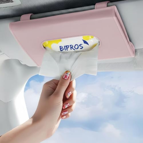 Image of Car Tissue Holder for Visor with Lotion Facial Tissues Pink | for Allergy Season & Sensitive Skin,Slim Visor Tissue Holder,Easy-Access Car Napkin Holder for Parents,Commuters & Road Trips