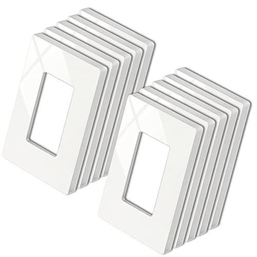 BESTTEN 10 Pack 1-Gang Decorator Screwless Wall Plate, Gloss Off White