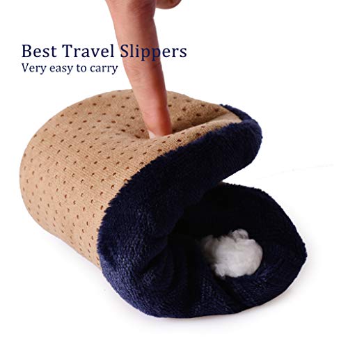 Panda Bros 2 Pairs Mens Slipper Socks Low Cut Super Soft Warm Home Sock With Non-Slip Indoor Slipper Shoes Socks (Brownish&Navy,7-9.5,2 Pairs) #TOP2