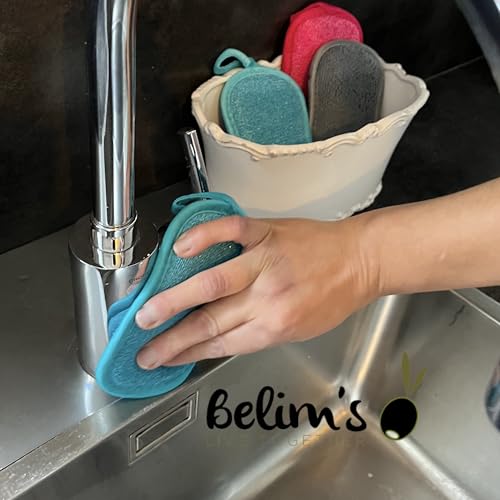 Waschbarer Schwamm, antibakteriell, hygienisch, wiederverwendbar, doppelseitig, Mikrofaser, Reinigungsbürste, für Küche, Badezimmer