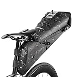 ROCKBROS サドルバッグ 自転車 バッグ 防水 大容量 12-14L拡張可能 ロードバイク シートバッグ 安定性 反射材付き テールライト装着可能 収納便利 耐磨耗性 取り付け簡単 マウンテンバイク クロスバイク （ブラック）