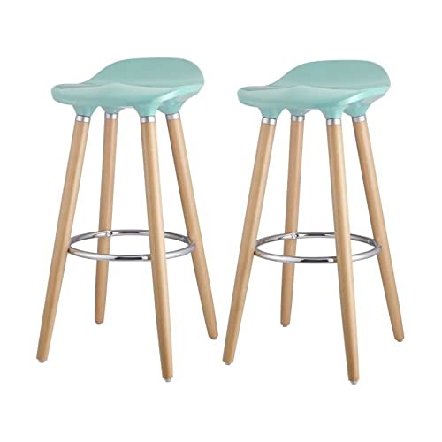 Générique Oslo Lot de 2 tabourets de Bar Bleu + Pieds hetre Massif - Scandinave - L 39 x P 40 cm