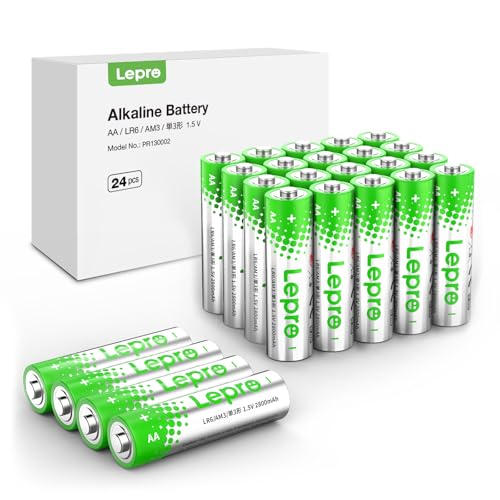 Lepro 単3形 アルカリ乾電池 24本セット ハイパワー 1.5V 2800mAh大容量 液漏れ防止 耐久 長持ち 長期間保存可能 乾電池式モバイルバッテリー おもちゃ 電池式ランタン 懐中電灯 時計 リモコン 携帯ラジオ 防災用 LR6 [PR130
