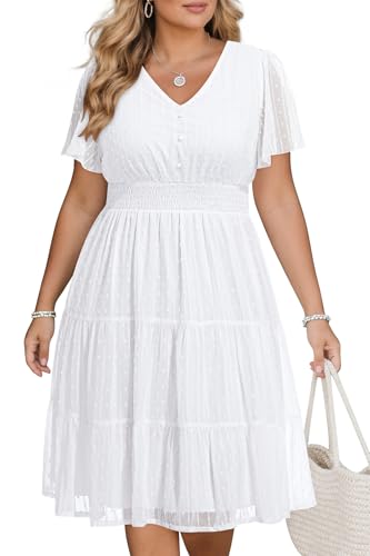 Pinup Fashion Plus Size Summer Dresses for Women White Graduation Casual Sundress Spring Beach Bridal Shower Short Dress