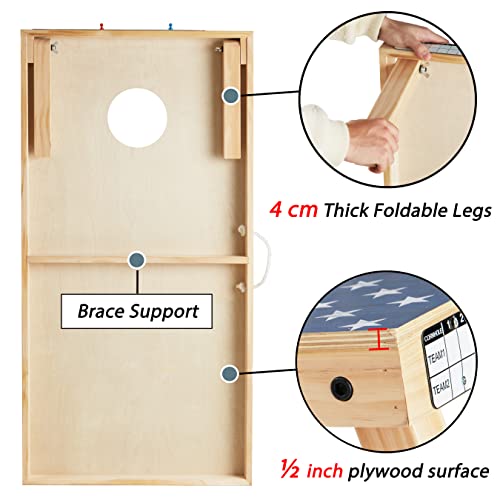 Cornhole Set 4'X2' Regulation Size Cornhole Boards Solid Wood Printed Pattern,Includes 8 Regulation Bean Bags And Built-In Scorekeepers, For Beach, Camping, Lawn, Tailgating,Backyard And Outdoor Games #TOP5