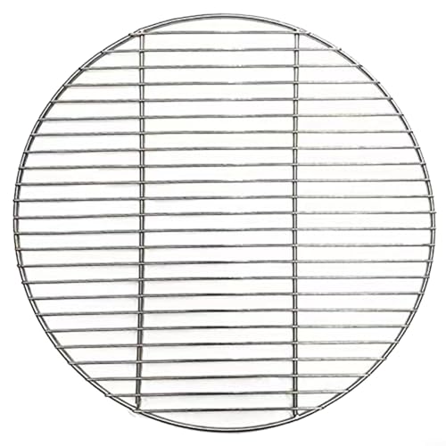 Puupaa Rejilla redonda para barbacoa, parrilla de cocina para camping, equipo de barbacoa al aire libre, estante de metal para alimentos de acero inoxidable para picnic y jardín (45 cm)