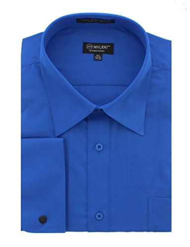 Milani Standard Fit Dress Shirt with French Cuffs in Royal Blue 14.5" Neck 32/33" Sleeve