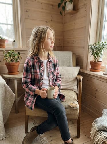 Image of SELINK Girls Long Sleeve Flannel Buffalo Plaid Button Down Shirt