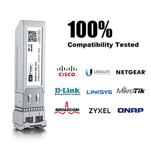 Image of H!Fiber 10GBase-LR Fiber SFP+ Transceiver, 10Gb Single Mode SFP+ LC Module, for Cisco SFP-10G-LR, Ubiquiti UF-SM-10G, UniFi, Mikrotik, Netgear,D-Link,TP-Link, (SMF,1310nm,10km,DDM) 2 Pack
