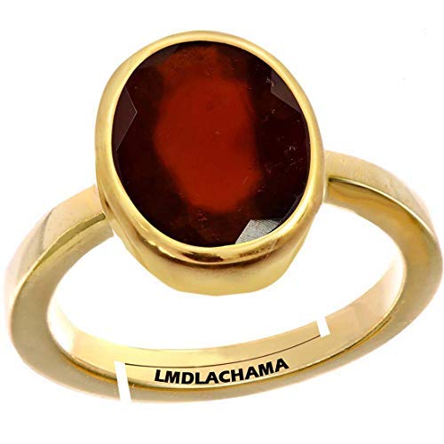 Bague hessonite naturelle homme femme 9.25 ratti bague dorée ajustable