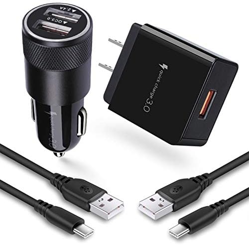USB Type C Fast Charger for Motorola Edge+/G Stylus/G Pure/G Power/G Play/G Fast/G100 G9 G8 G7 Power/X4/Z4/Play/One 5G Ace,18W Quick Charge 3.0 Rapid Wall Charger+Car Charger Adapter+2 USB C Cable 6ft