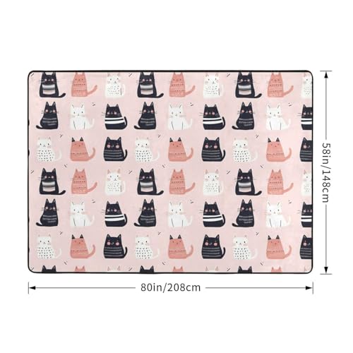 Grand tapis de salon chat mignon 203x147 cm lavable et doux