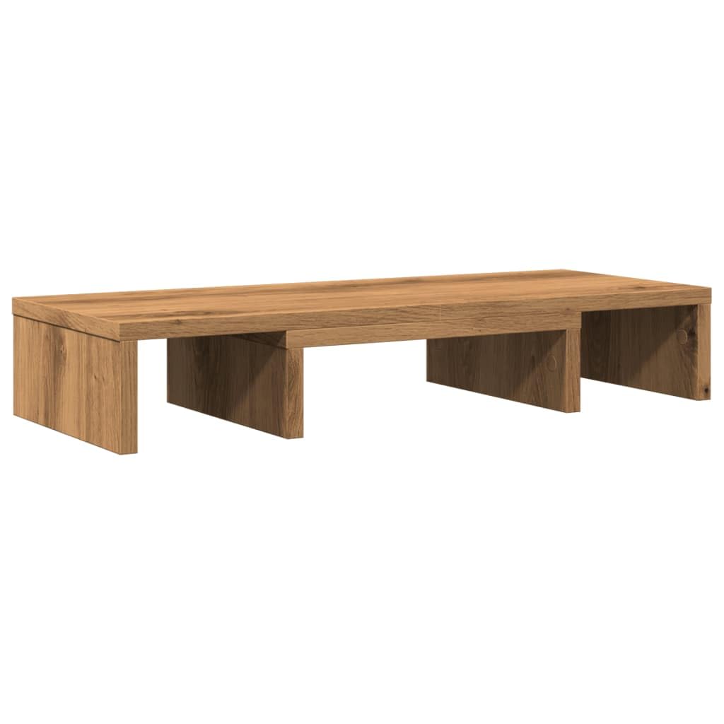 Supporto per monitor regolabile in rovere Artisan, 60 x 24 x 10,5 cm, in legno, per due monitor, altezza regolabile, organizer da scrivania per ufficio, home office e gaming