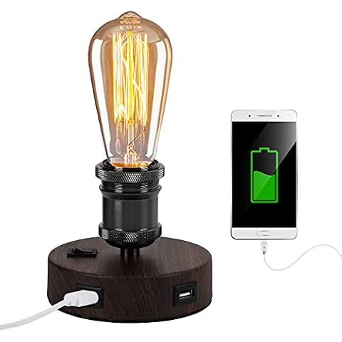 Jansi Industrial USB Bedside Table Lamp Cover