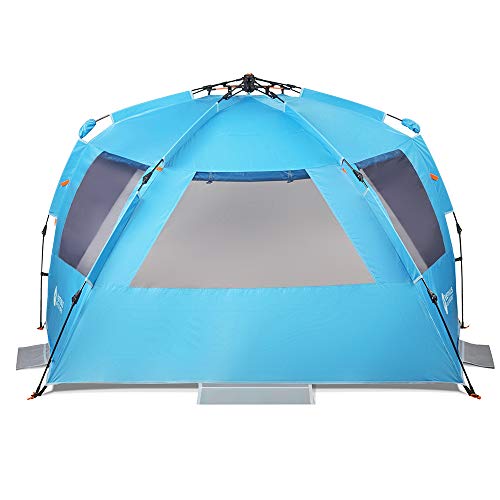 Easthills Outdoors Instant Shader Dark Shelter Xl Beach Tent 99" Wide For 4-6 Person Sun Shelter Upf 50+ With Extended Zippered Porch Pacific Blue #TOP1
