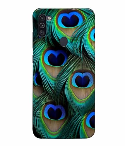 Image of Printed Hard Back Case Cover & Compatible for Samsung Galaxy M11 / Samsung Galaxy A11 | Peacock Feather (Multicolor) - D1184