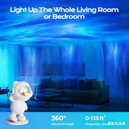 FULEN Galaxy Projector Bedroom Decor,Star Night Light,Sensory Lights Ceiling Projector, LED Lights for Teens Room Decor,White