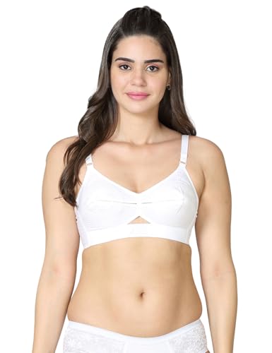 Image of VSTAR Queen U Black CLR Soft Cotton Bra for Women | Wirefree, Single Layered Seamed Cups | Adjustable Straps | Comfy Non Padded Bra 32 | Cool Grey