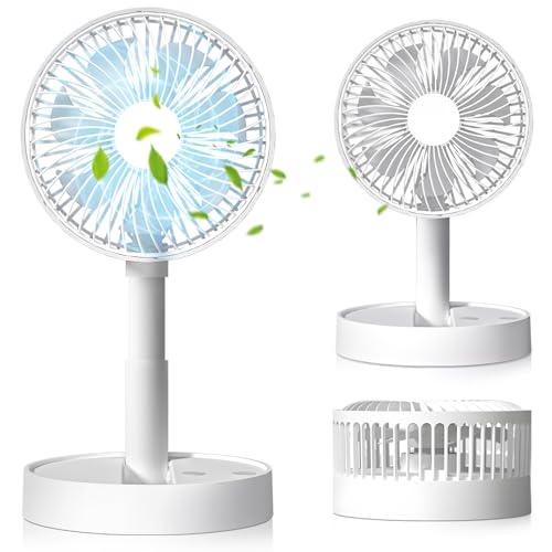 Gegizun 卓上扇風機 2026 新型 静音 大風量 折り畳み式 高さ調整 4段階風量 4段階タイマー USB 充電式 4000mAh コードレス コンパクト 軽量 オフィス アウトドア 車内 熱中症対策 ホワイト
