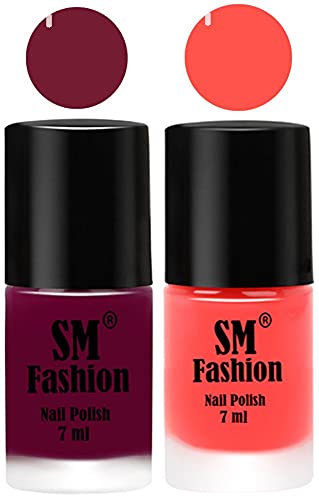 Image of Long Lasting Nail Polish | Nail Paint Combo 7 ml Each) - Set of 2 Mulberry-Baby Pink
