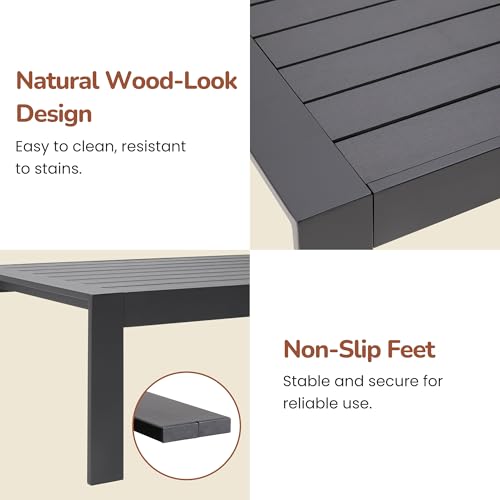Solaste Aluminum Patio Furniture Set,7 Seats Modern Outdoor Conversation Set Metal Patio Furniture Set Sectional Sofa with Upgrade Cushion and Coffee Table,Dark Grey