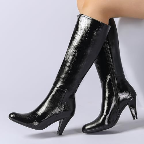 Knee High Boots Women Gogo Boots Low Heel Round Toe Side Zipper Fall Long Tall Boots for Woman2