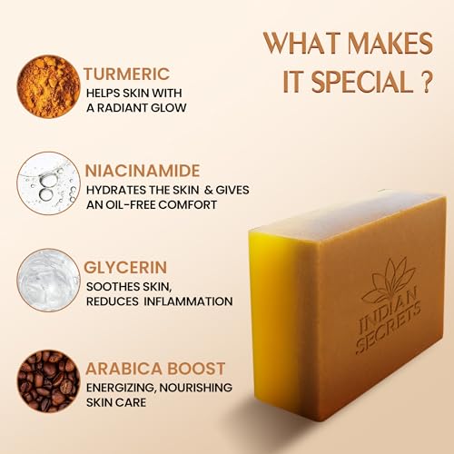 Image of Kojic Acid & Saffron Detan Scrub Soap With Turmeric & Niacinamide | Skin Brightening Soap | Dark Spots, Pigmentation & Tan Removal Bathing Soap For Men & Women