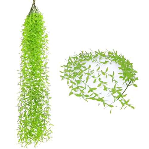 5 Pcs Artificial Green Leaves Vines,Hanging Plants,Fake Vines Plastic Ivy,Wedding