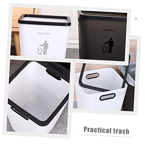Caneca de basura rectangular de plástico blanco miniatura 2
