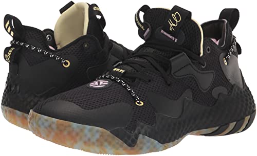 adidas Tênis de basquete unissex Harden Vol. 6, Preto/Preto/Azul Bliss, 10.5 Women/10.5 Men