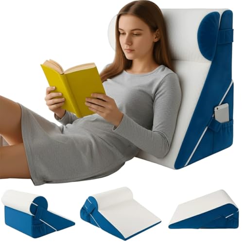 Bed Wedge Pillow, 3-in-1 Memory Foam Sleeping Support Pillow with Headrest Adjustable Incline Cushion for Acid Reflux, Gerds, Back Pain, Snoring, Leg Elevation with Washable Cove, Rest Pillow