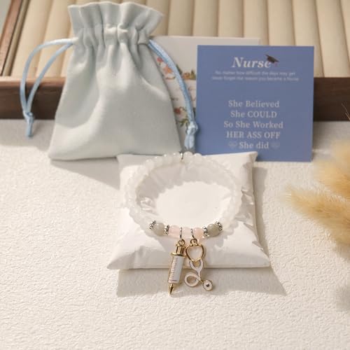 Image of Nurse Graduation Gifts for Women,Class of 2025 Nurse Bracelets with Stethoscope Injector, Nurses Week Gift Nurses Appreciation Gifts