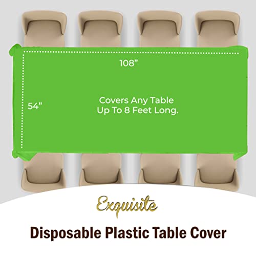 Party Solids Pack Of 6 Premium Plastic Tablecloth 54 Inch x 108 Inch Rectangle Plastic Table Cover - Lime Green - Thumbnail 4