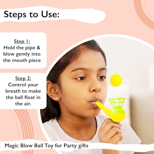 Image of SNAPTRON Return Gifts for Kids, 6Pcs Magic Blow Pipe & 12Pcs Floating Ball Birthday Return Gift for Kids Creative Magic Blowing Ball Toy Party Game for Kid & Adults